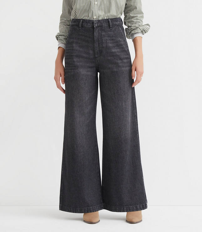 High Rise Trouser Jeans in Washed Black Wash