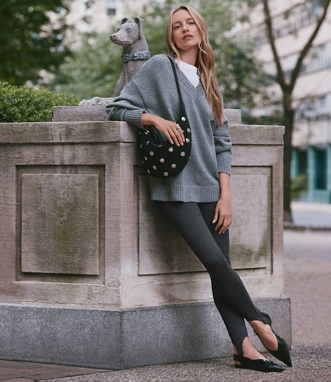 Petite Stirrup Leggings in Heathered Ponte