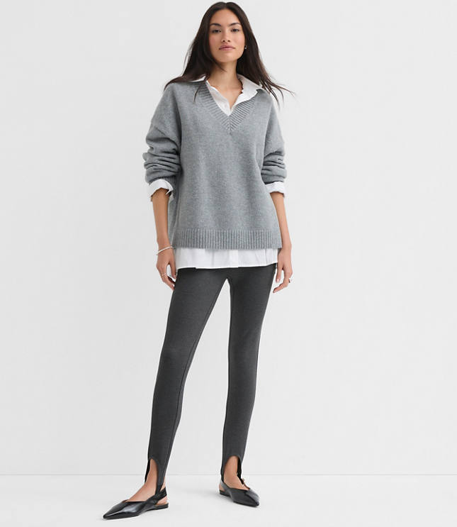 Petite Stirrup Leggings in Heathered Ponte