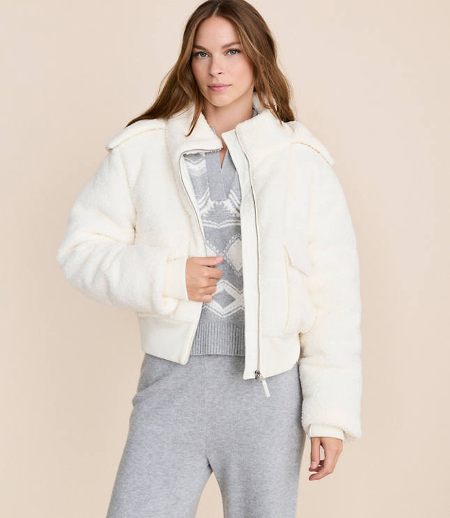 Lou & Grey Hooded Sherpa Puffer Jacket