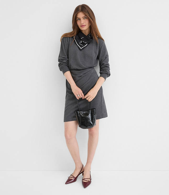 Terry Side Pleated Mini Dress