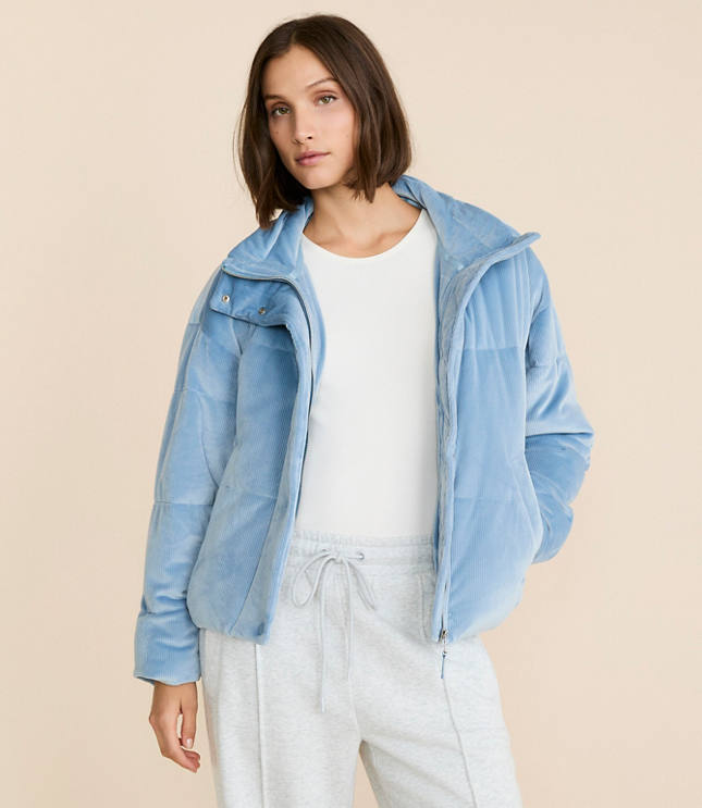 Lou & Grey Ribbed Velour Puffer Jacket