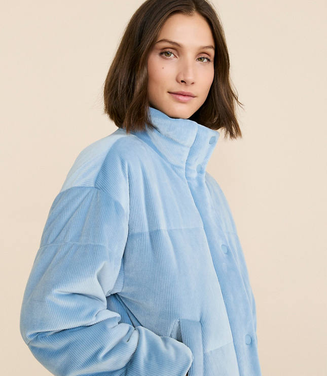 Lou & Grey Ribbed Velour Puffer Jacket