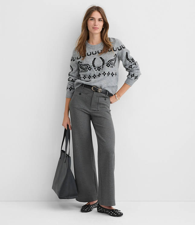 Palmer Wide Leg Pants in Heathered Ponte