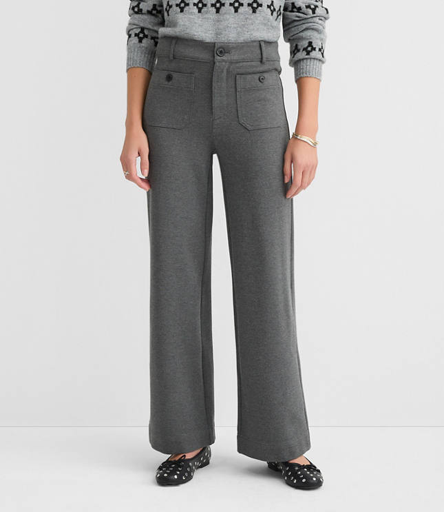 Palmer Wide Leg Pants in Heathered Ponte