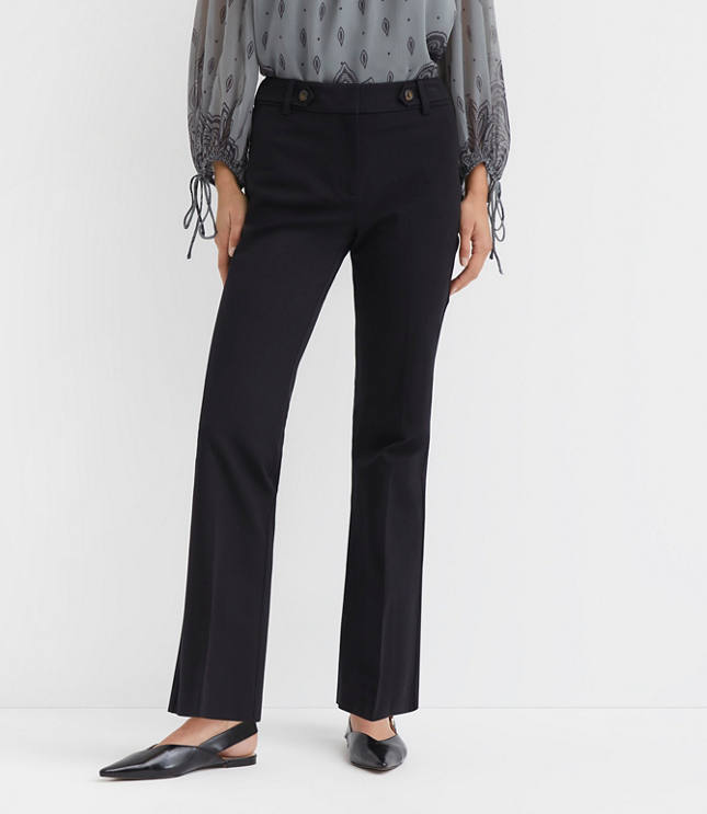 Petite Tab Waist Boot Cut Pants Bi-Stretch