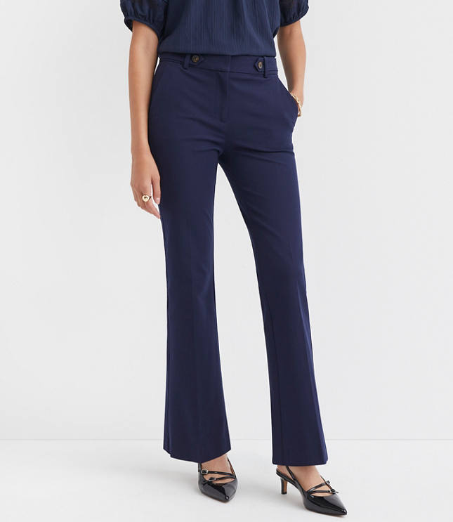 Petite Tab Waist Boot Cut Pants in Bi-Stretch