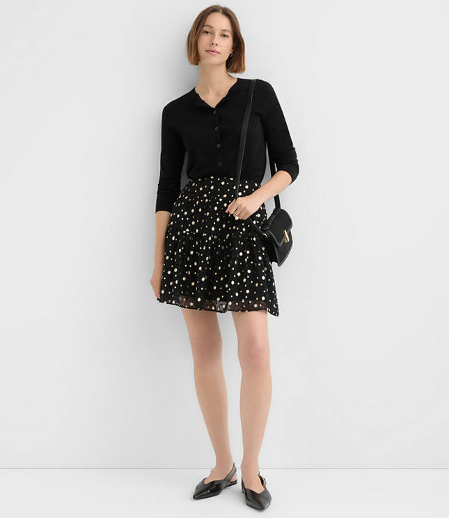 Shimmer Clip Ruffle Mini Skirt