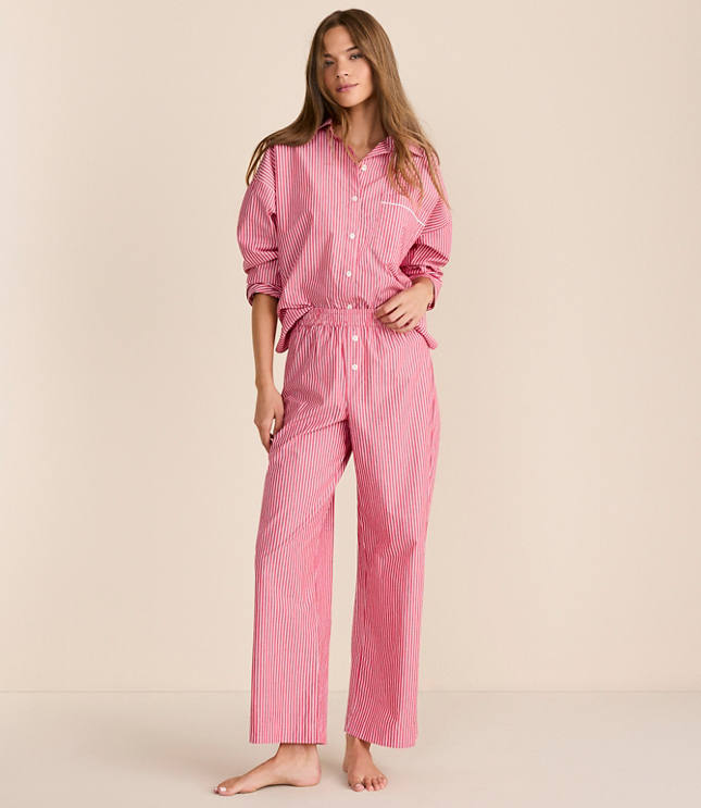 Striped Poplin Pajama Pants