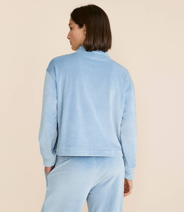 Lou & Grey Ribbed Velour Drawstring Neck Sweatshirt