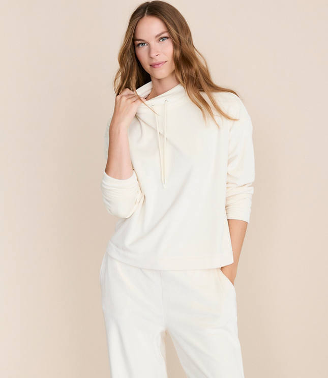 Lou & Grey Ribbed Velour Drawstring Neck Sweatshirt