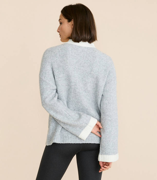 Lou & Grey Colorblock Boucle Mock Neck Sweater