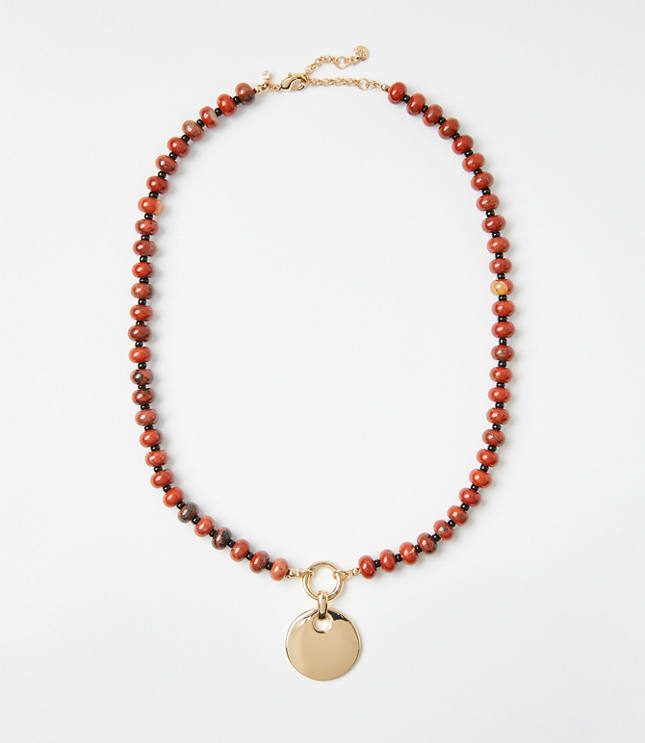 Beaded Coin Statement Necklace