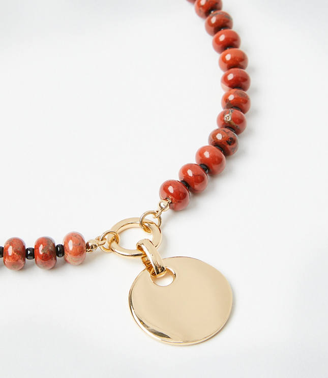 Beaded Coin Statement Necklace