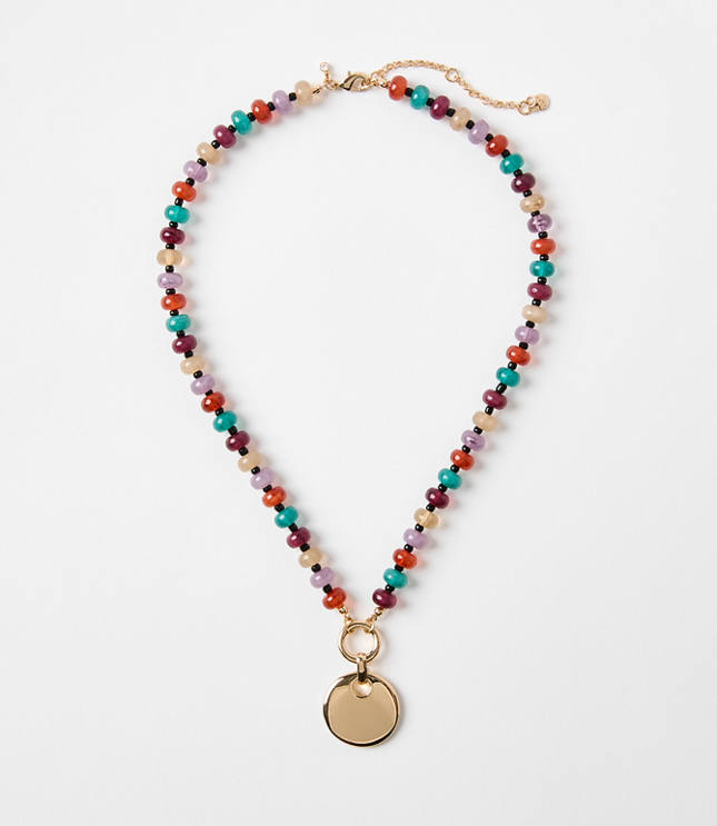 Beaded Coin Statement Necklace
