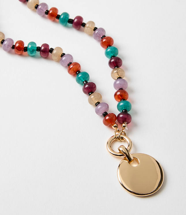 Beaded Coin Statement Necklace