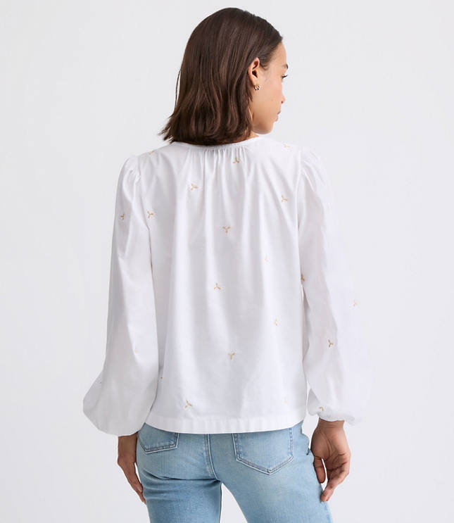 Floral Embroidered Split Neck Blouse carousel Product Image 3