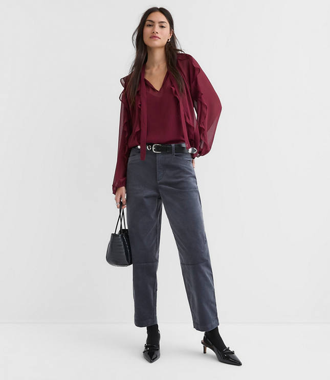 Barrel Pants in Stretch Velvet