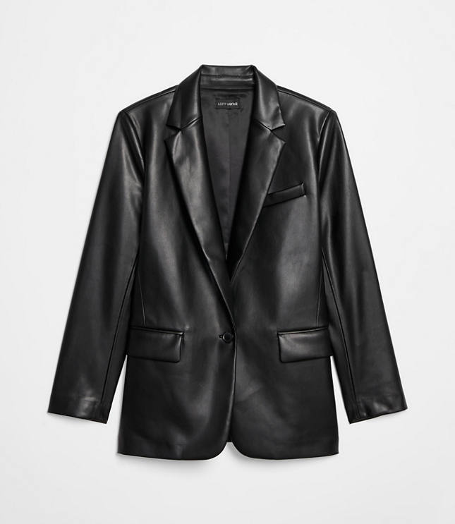 Petite LOFT Versa Faux Leather Relaxed Blazer