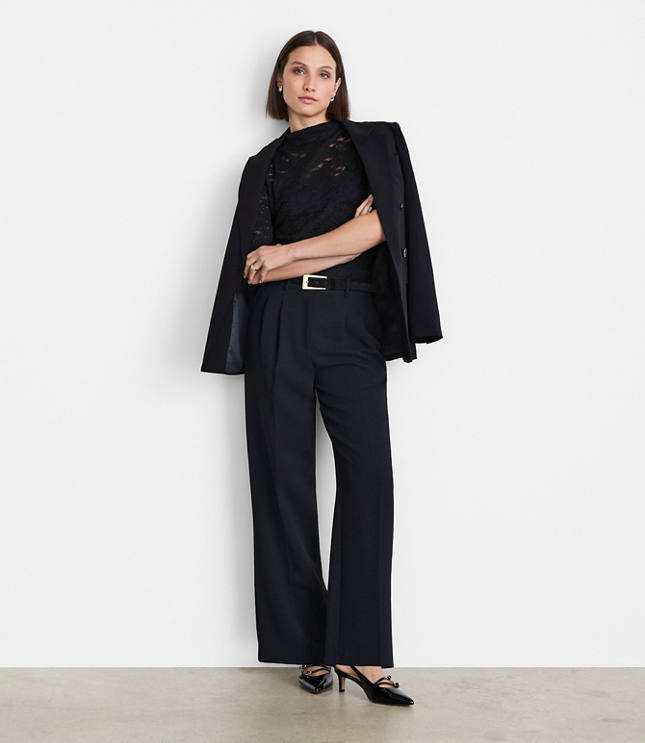 Petite LOFT Versa Lace Elbow Sleeve Turtleneck Top