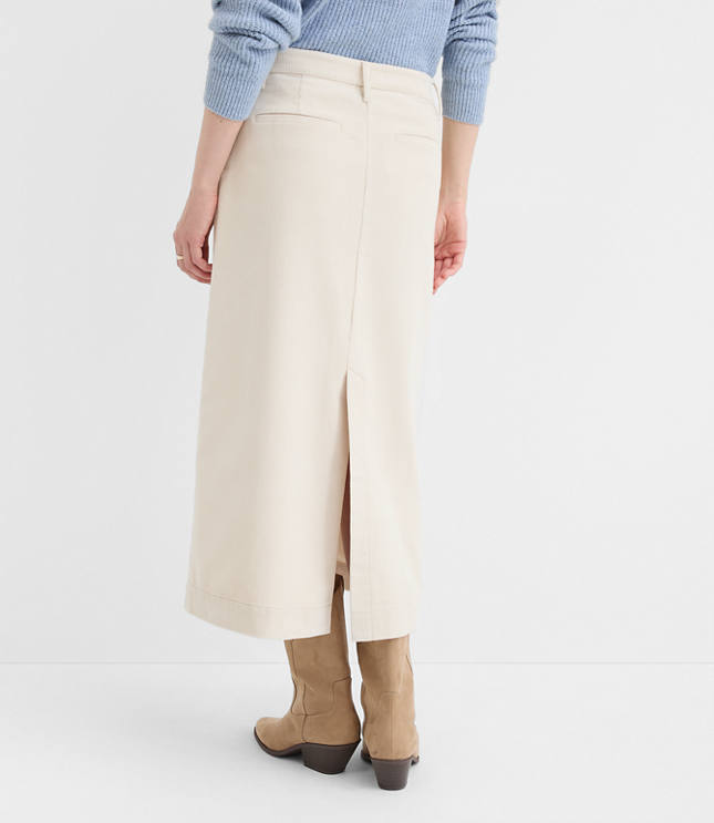 Pintucked Corduroy Midi Pocket Skirt