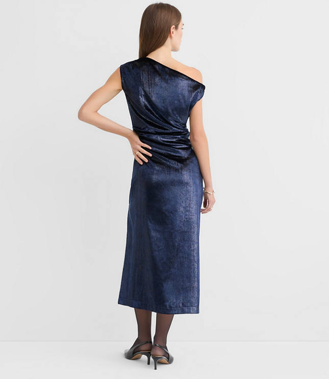 Velvet Ruched Off The Shoulder Midi Dress