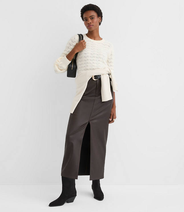 Fuzzy Pointelle Blouson Sweater