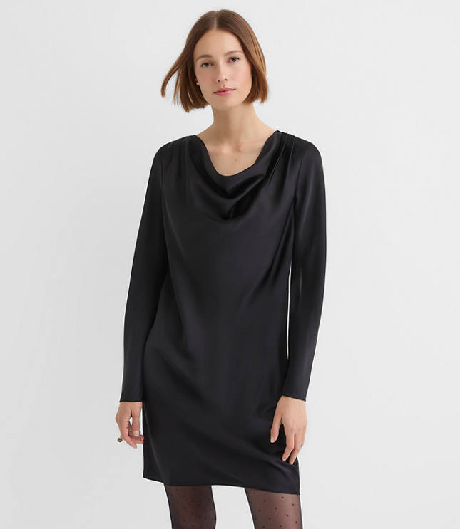 Satin Cowl Neck Mini Dress