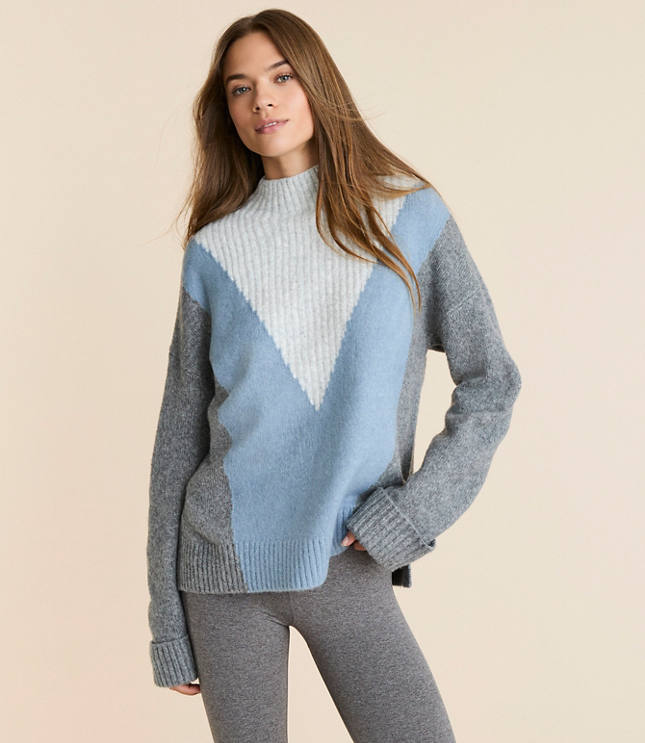Lou & Grey Colorblock Mock Neck Sweater