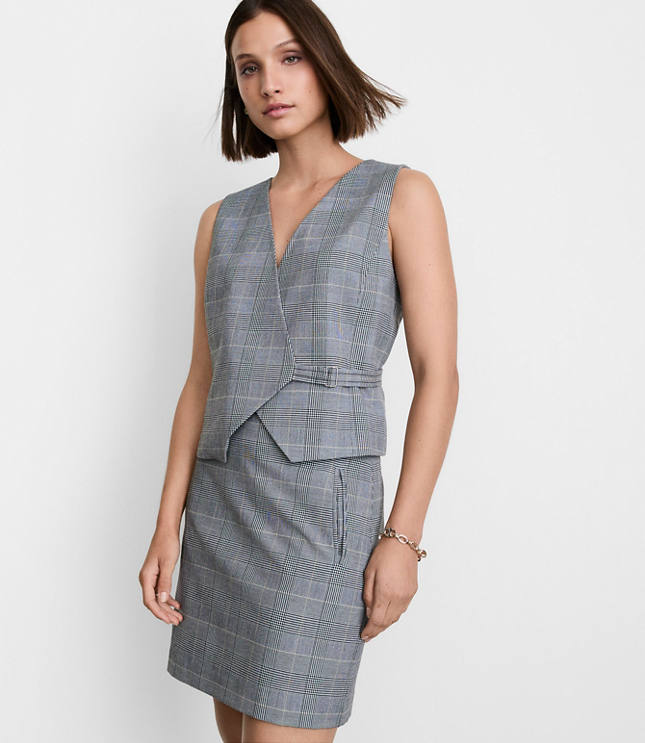 Petite LOFT Versa Plaid Seasonless Stretch Wrap Vest