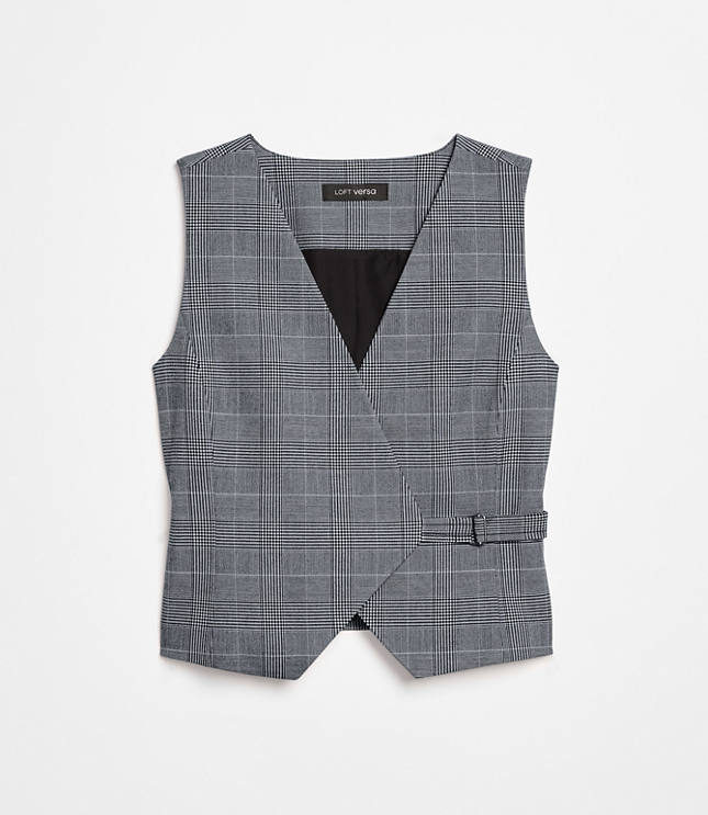Petite LOFT Versa Plaid Seasonless Stretch Wrap Vest