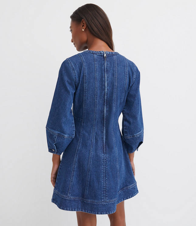 Petite Denim Barrel Sleeve Mini Dress
