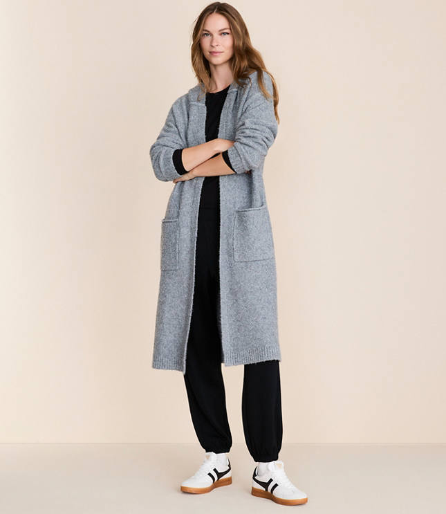 Lou & Grey Boucle Hooded Maxi Cardigan