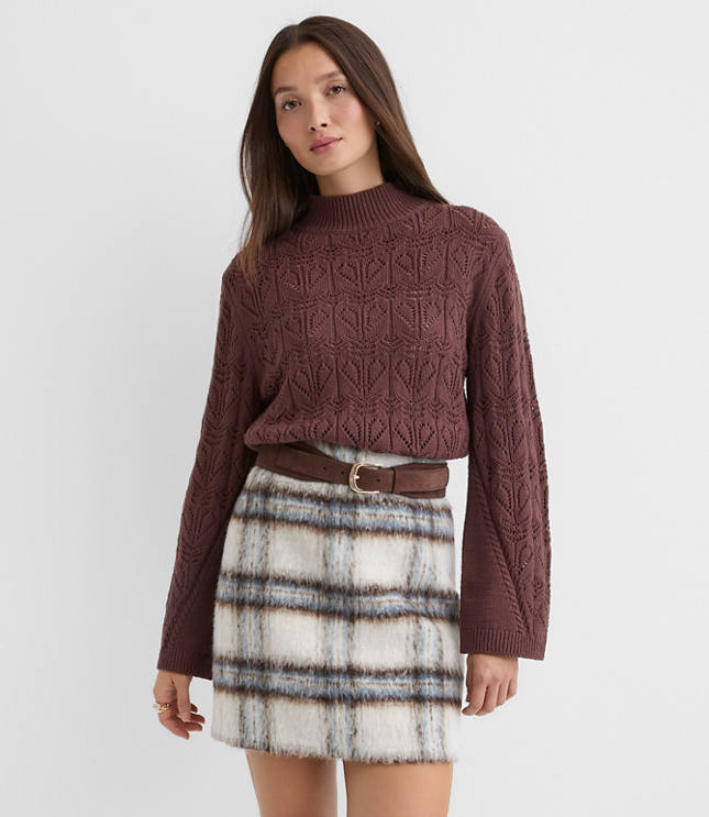 Pointelle Flare Sleeve Sweater