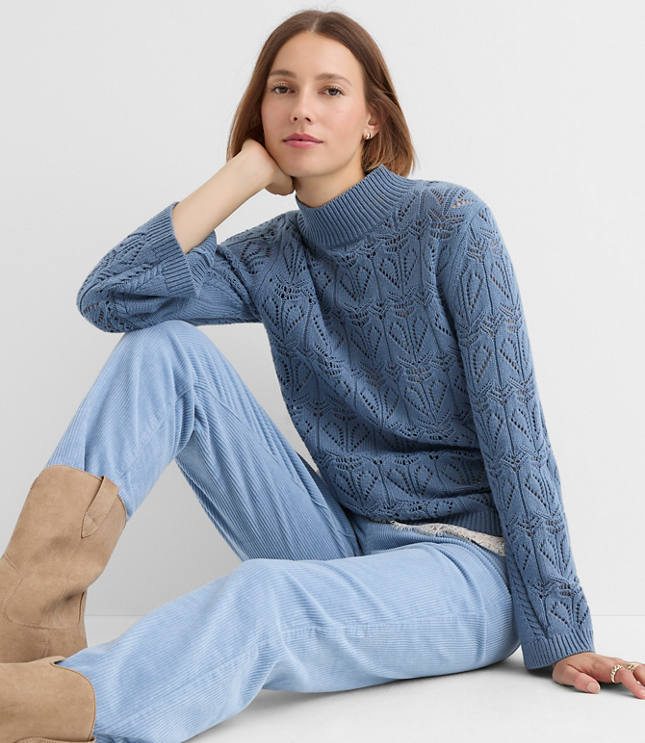 Pointelle Flare Sleeve Sweater