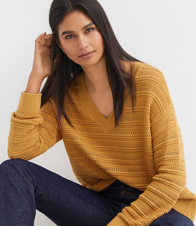 Petite Stitchy V-Neck Sweater