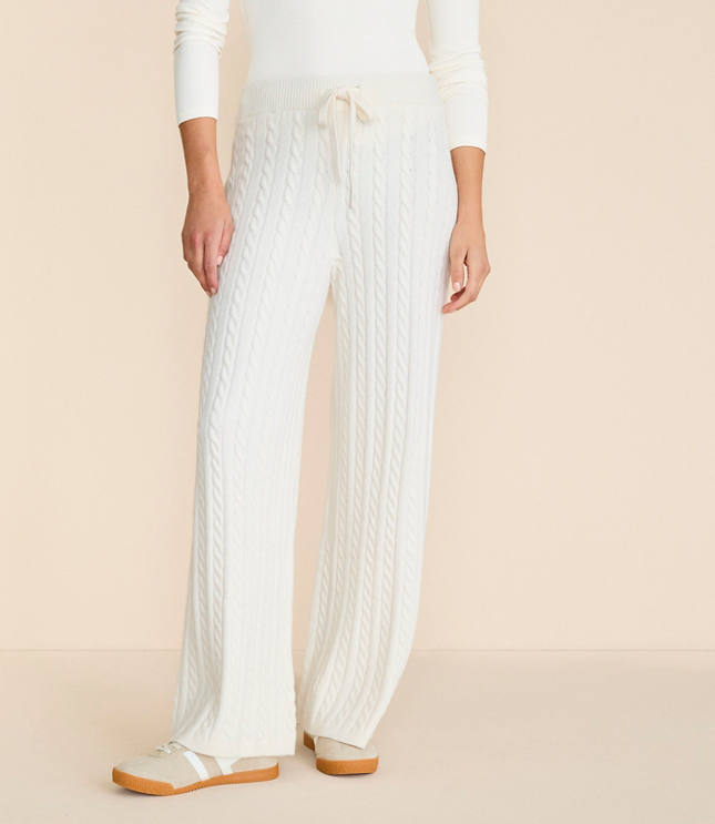 Lou & Grey Cable Sweater Wide Leg Pants