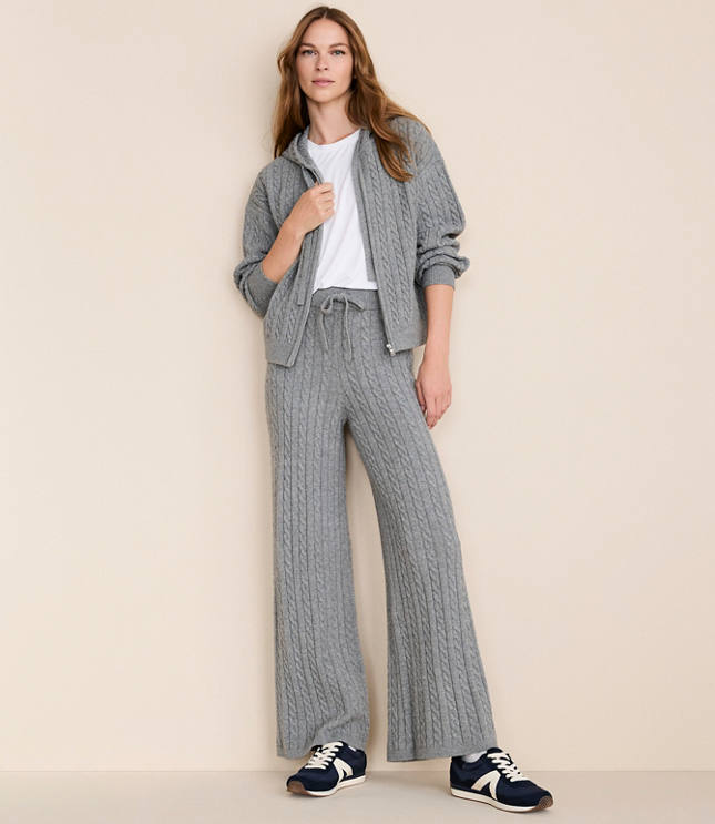 Lou & Grey Cable Sweater Wide Leg Pants