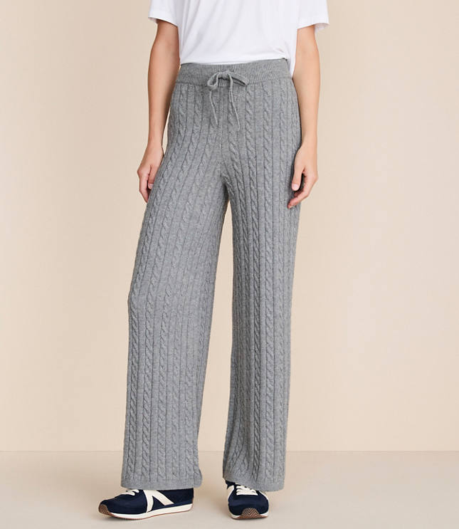 Lou & Grey Cable Sweater Wide Leg Pants