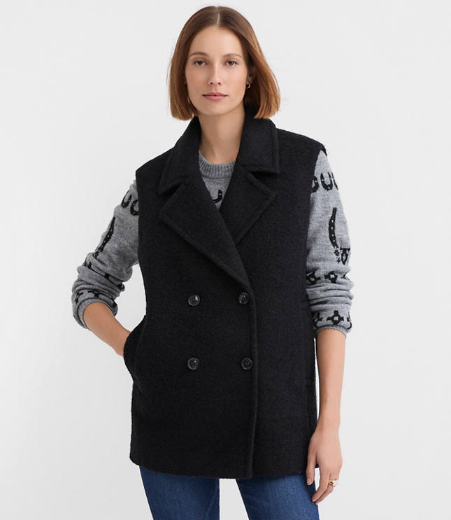Petite Double Breasted Sleeveless Jacket