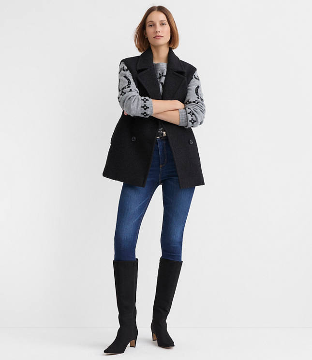 Petite Double Breasted Sleeveless Jacket