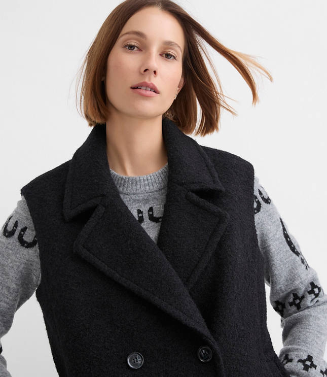 Petite Double Breasted Sleeveless Jacket