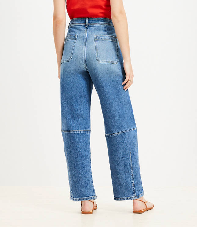 High Rise Barrel Jeans Classic Mid Wash