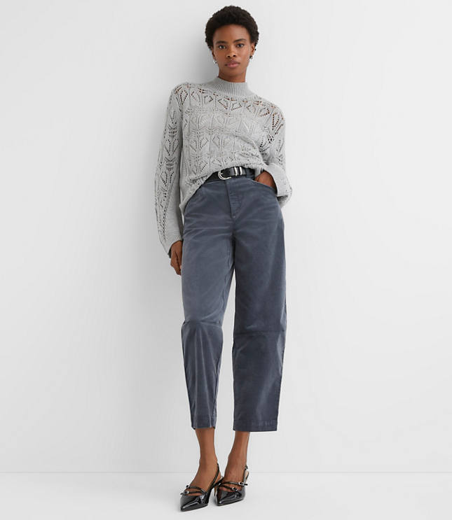 Melange Pointelle Flare Sleeve Sweater