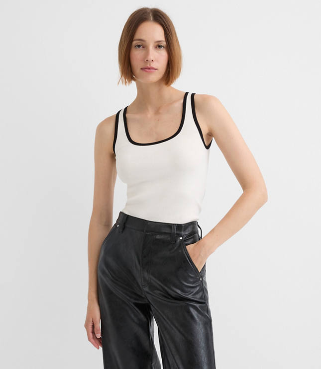Contrast Ribbed Sweater Tank Top