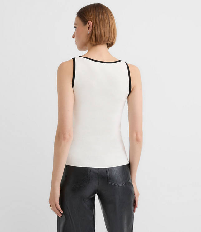 Contrast Ribbed Sweater Tank Top