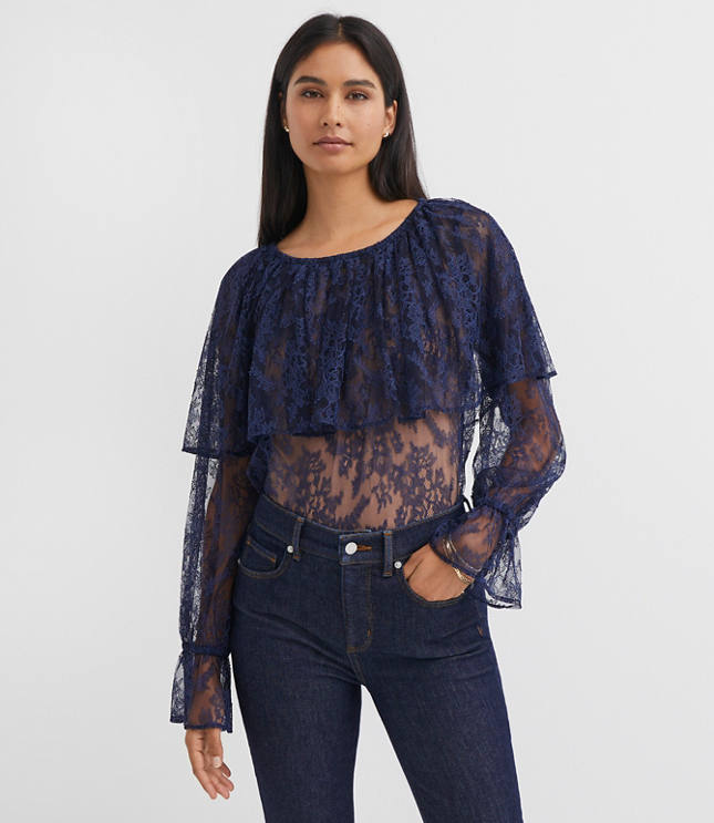 Petite Floral Lace Cape Top