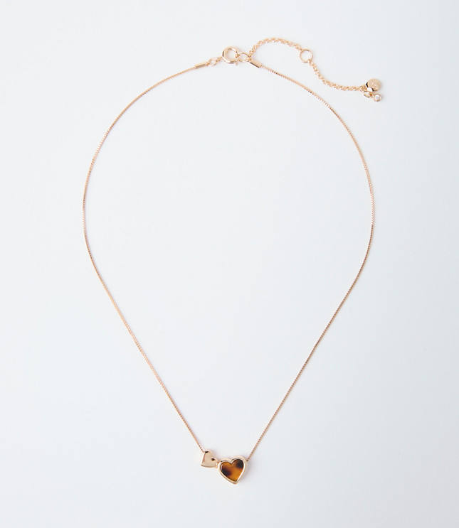 Tortoiseshell Print Mini Heart Necklace