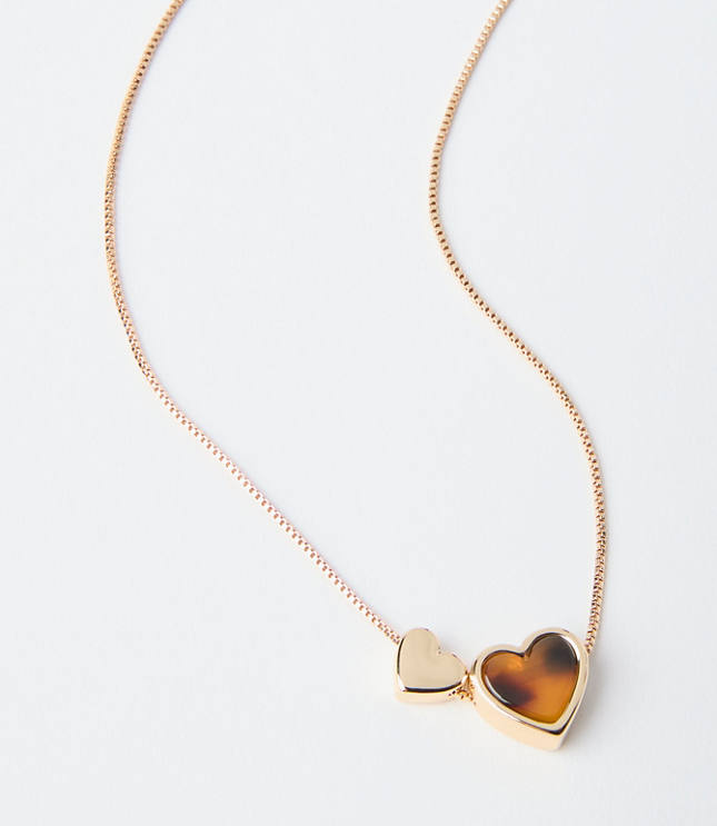 Tortoiseshell Print Mini Heart Necklace