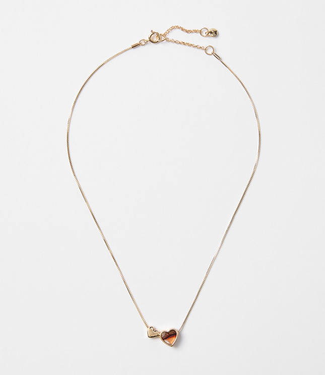 Tortoiseshell Print Mini Heart Necklace